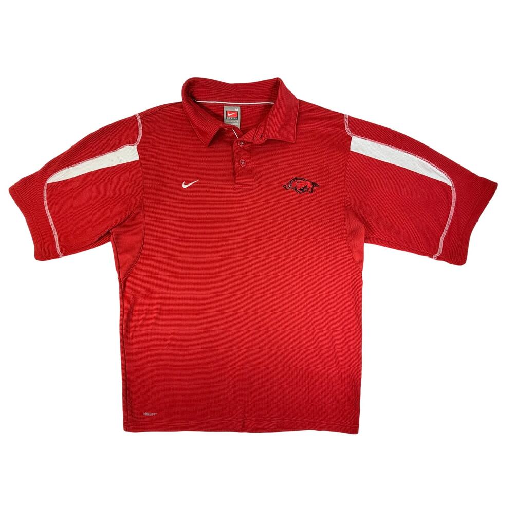 Nike Team Arkansas Razorbacks Dri-FIT Polo Shirt Red Mens Medium NCAA